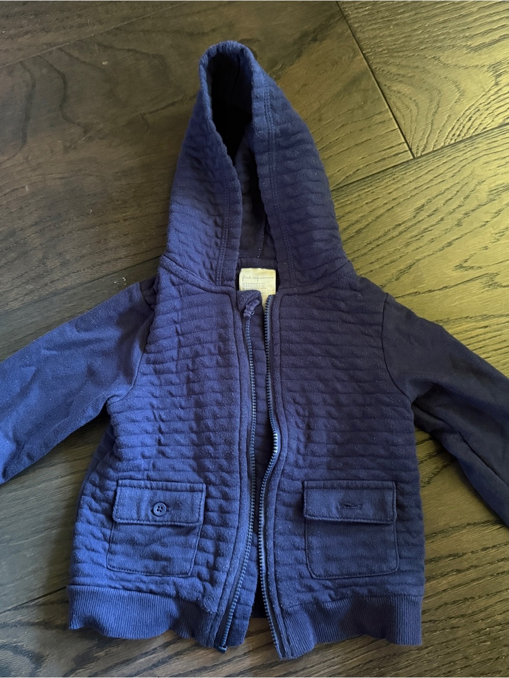 First Impressions Quilted Navy Hooded Jacket